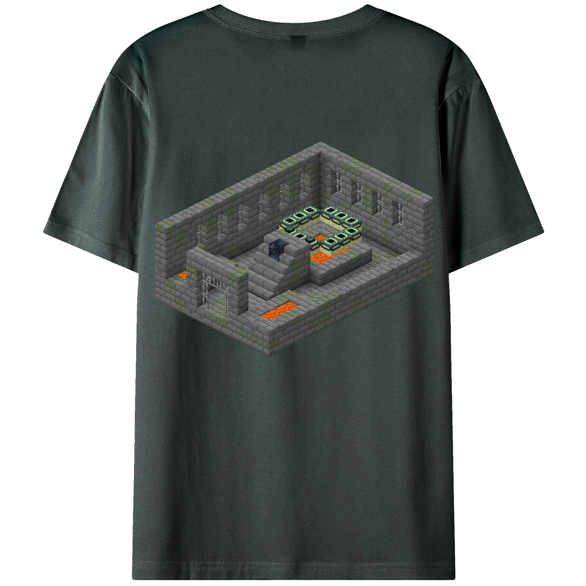 （画像用） マインクラフト ブロックの世界 Minecraft MC Block world 綿100％ メンズ半袖Tシャツ（バックプリント） 通気性